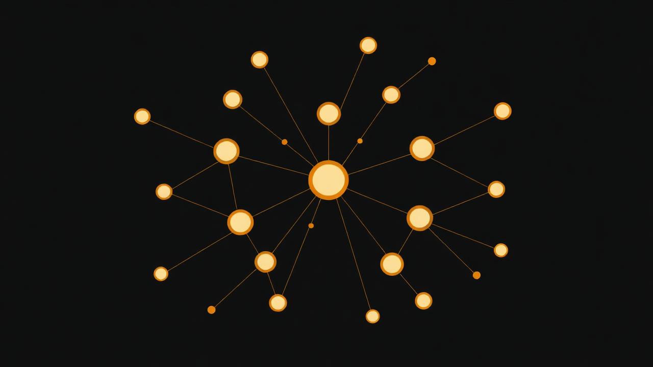 A radial constellation diagram showing one central podcast episode connecting outward to many content channels